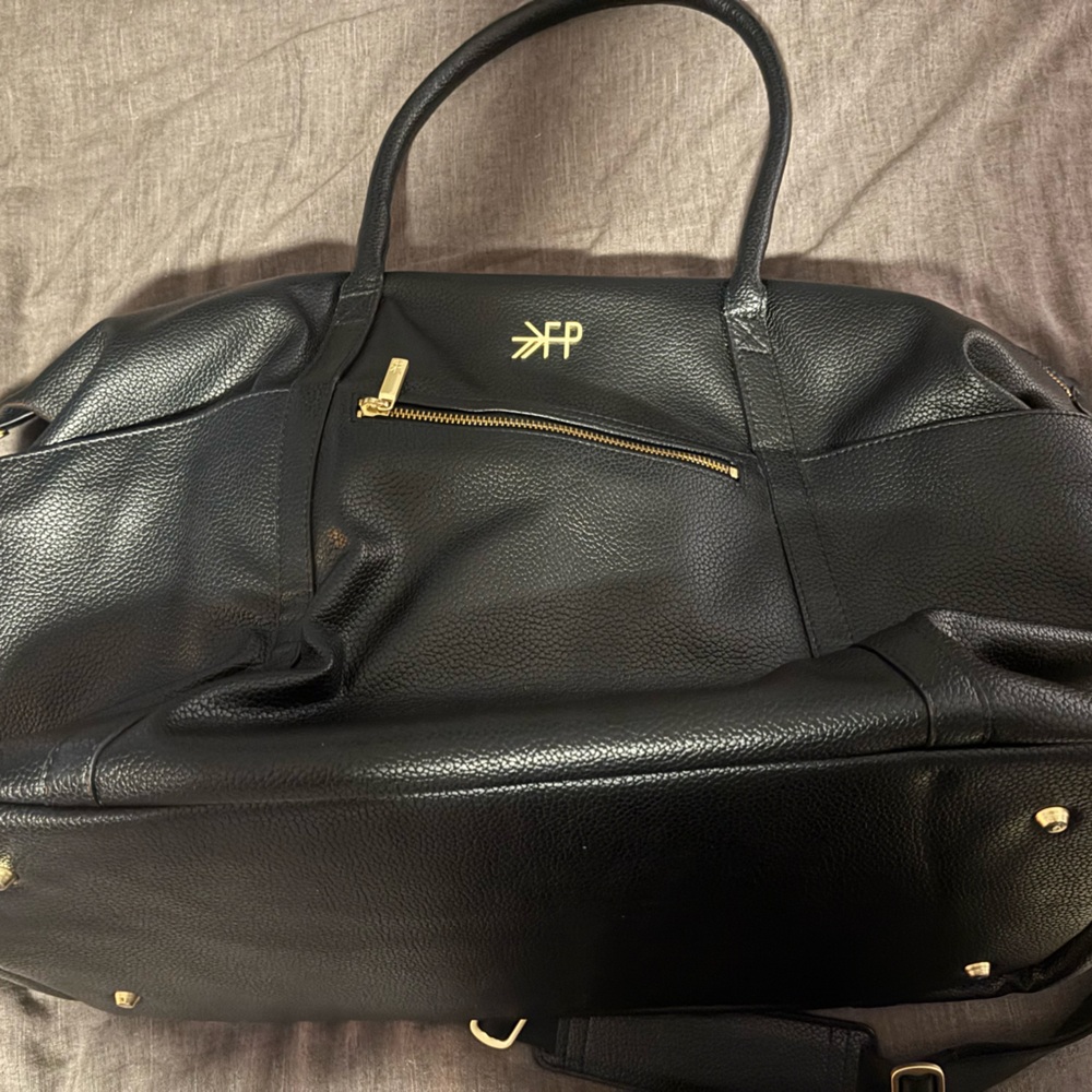 Freshly Picked Black Leather Weekender bag
